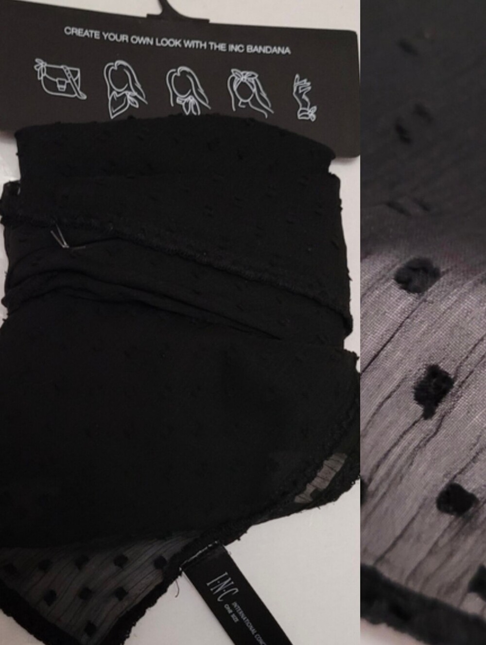 INC International Concepts Swiss Dot Bandana Black One Size New